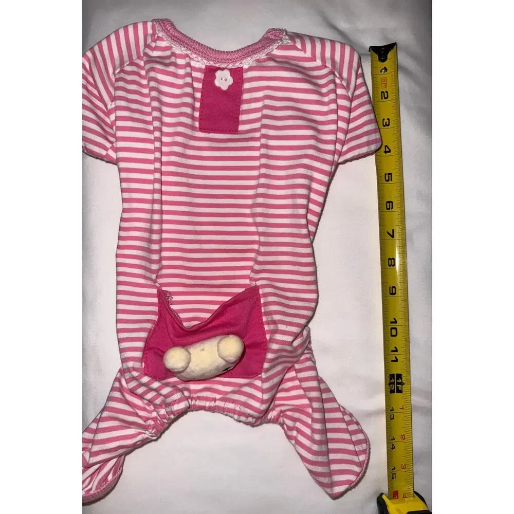 Pink Striped Dog Pajamas - Teddy Bear Pocket Size L (Fits 8-10 lbs)